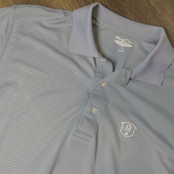 Straight Down Golf Polo Shirt Gray Stripe‎ Men's Large L - Picture 1 of 6